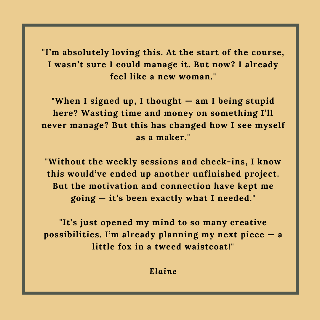 Online felting student showing progress OF TAKING ON LINE COURSES