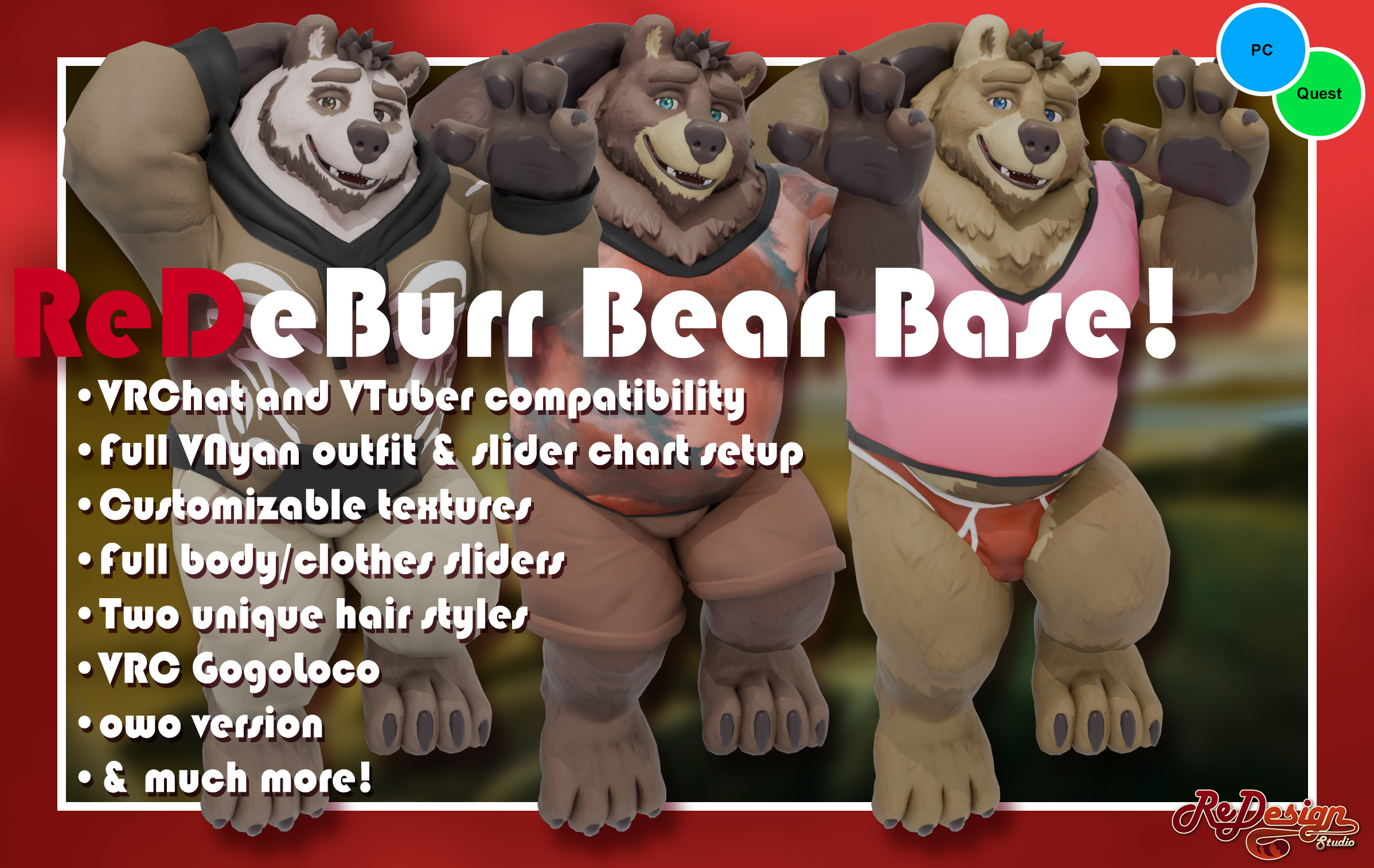 🐻 ReDeBurr Bear Base [VRChat VTuber] - Payhip