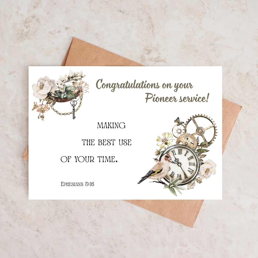 JW Pioneer Service Congratulations Cards - 4 vintage or white background cards