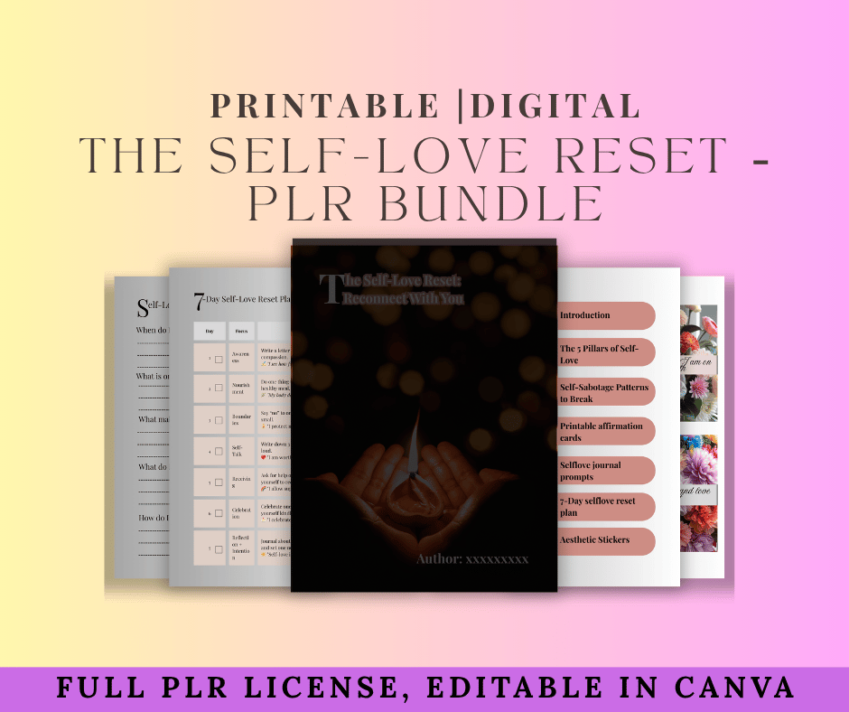 Mockup of self love  reset plr bundle