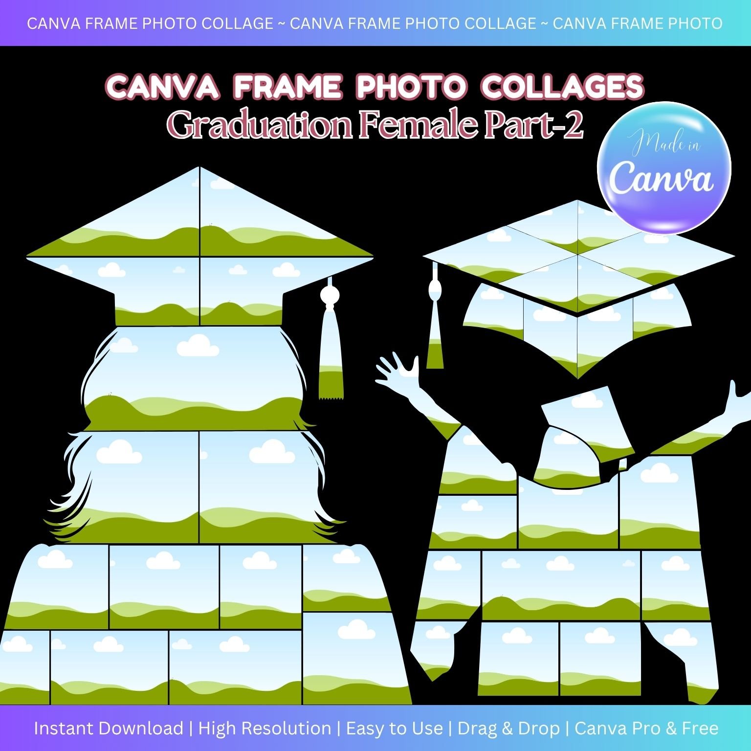 Canva Frame Photo Collage - Graduation Female Bundle Part-2 - Payhip