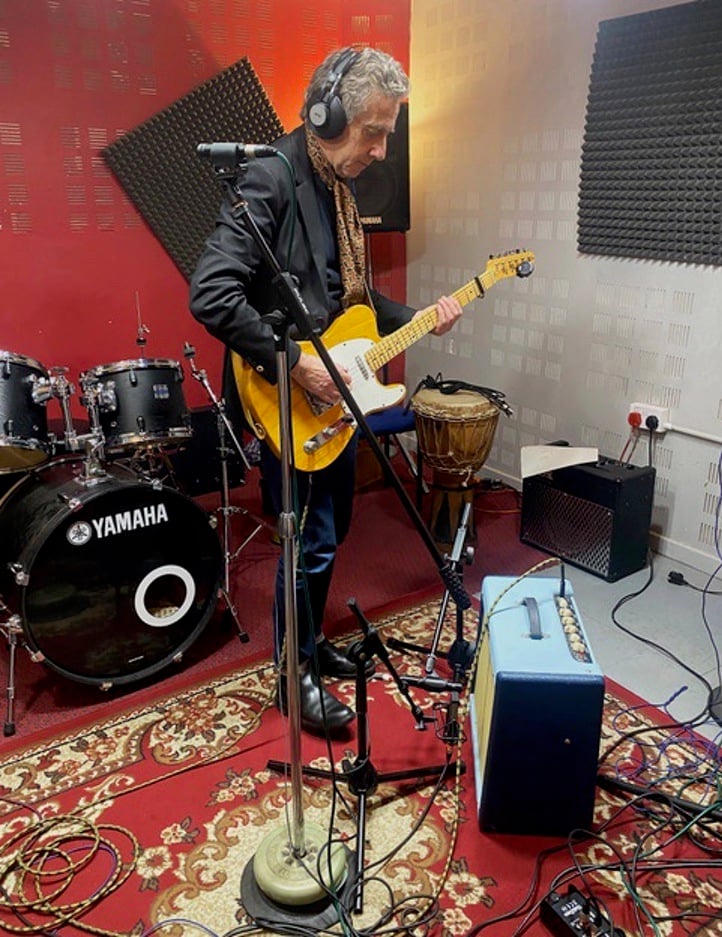 gordon russell recording guitar for walk with me single in swanyard music studios retford, raising money for parkinsons uk