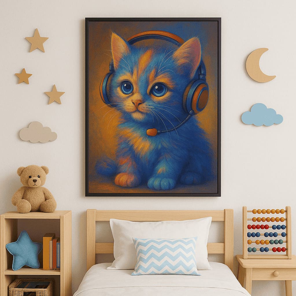 Kitten Headphones: Adorable & Trendy Printable Wall Art! Bedroom