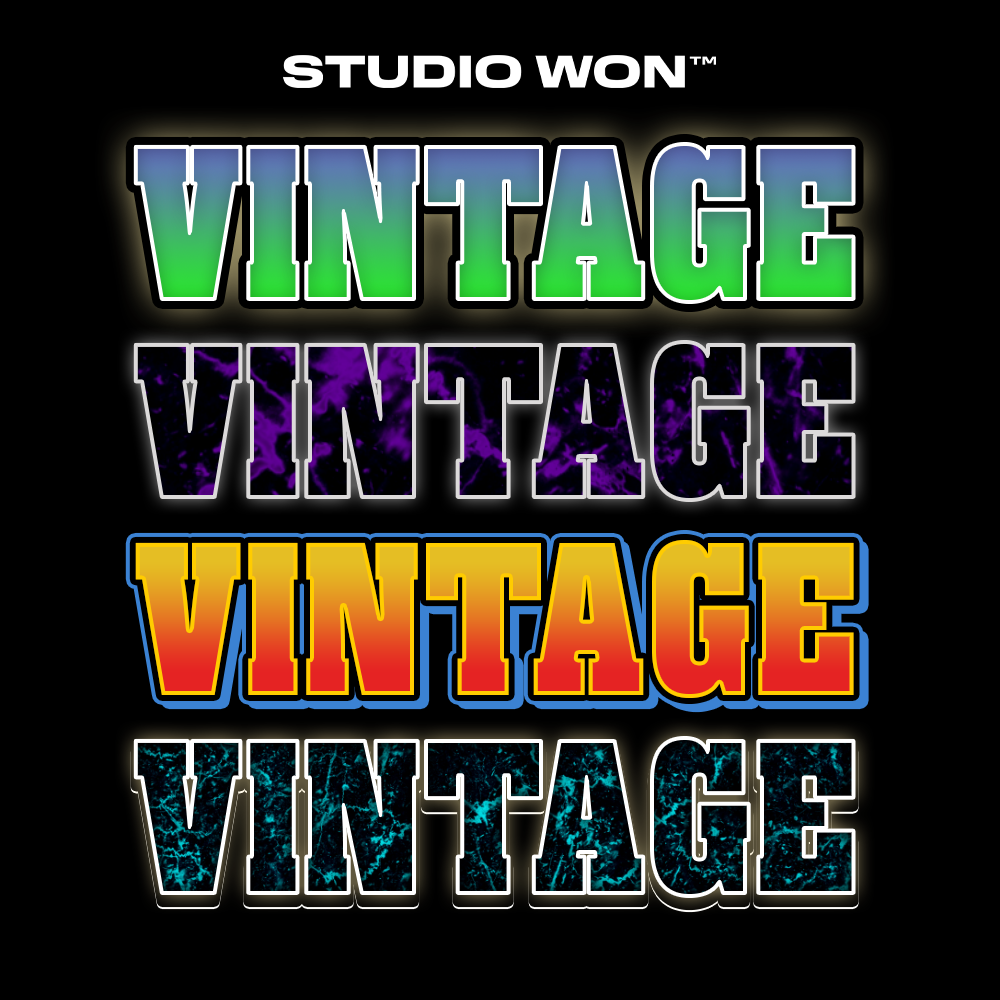 Merch Text/image Vintage Merch Text Style Pack Vol. 1: 35 Photoshop Text Style Presets