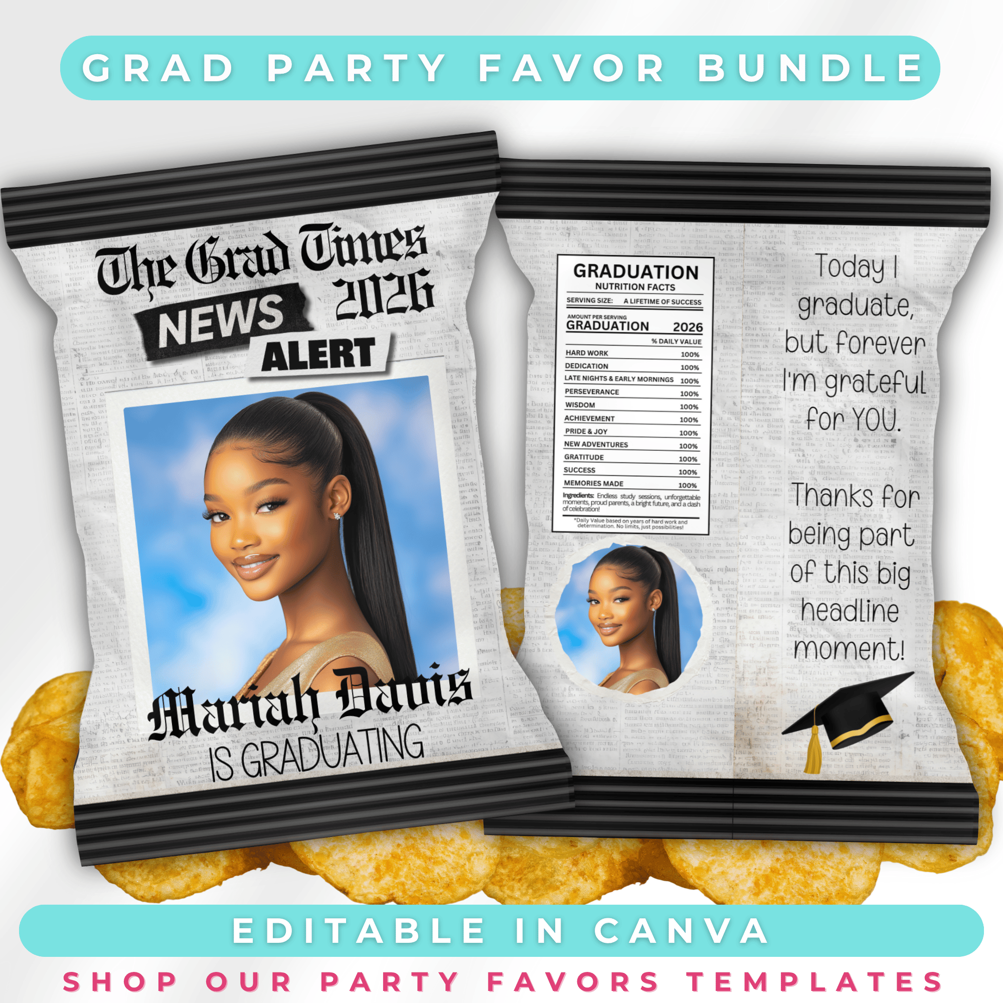 Gradutation Fatcs 🎓 Graduation Nutrition Facts Label – PNG Bundle for Chip Bags | Short ...