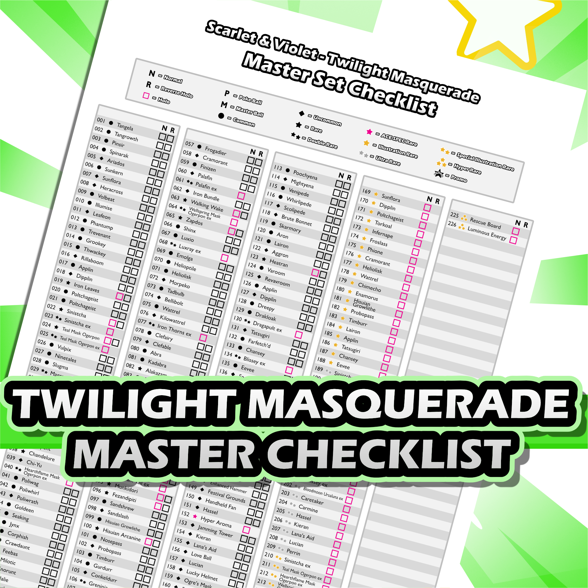 [SV992] Twilight Masquerade Master Set Checklist - Payhip