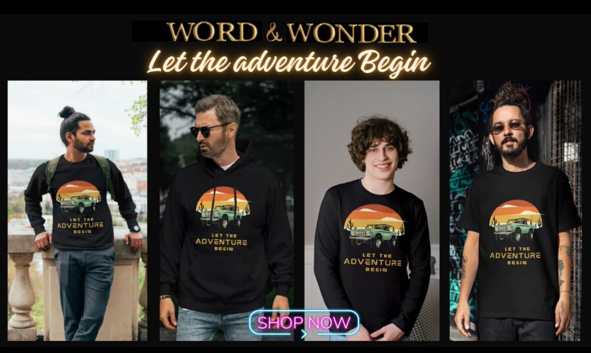 Let the Adventure Begin” inspirational quote design for apparel, home decor, and digital downloads – perfect for travel lovers, dreamers, and explorers.