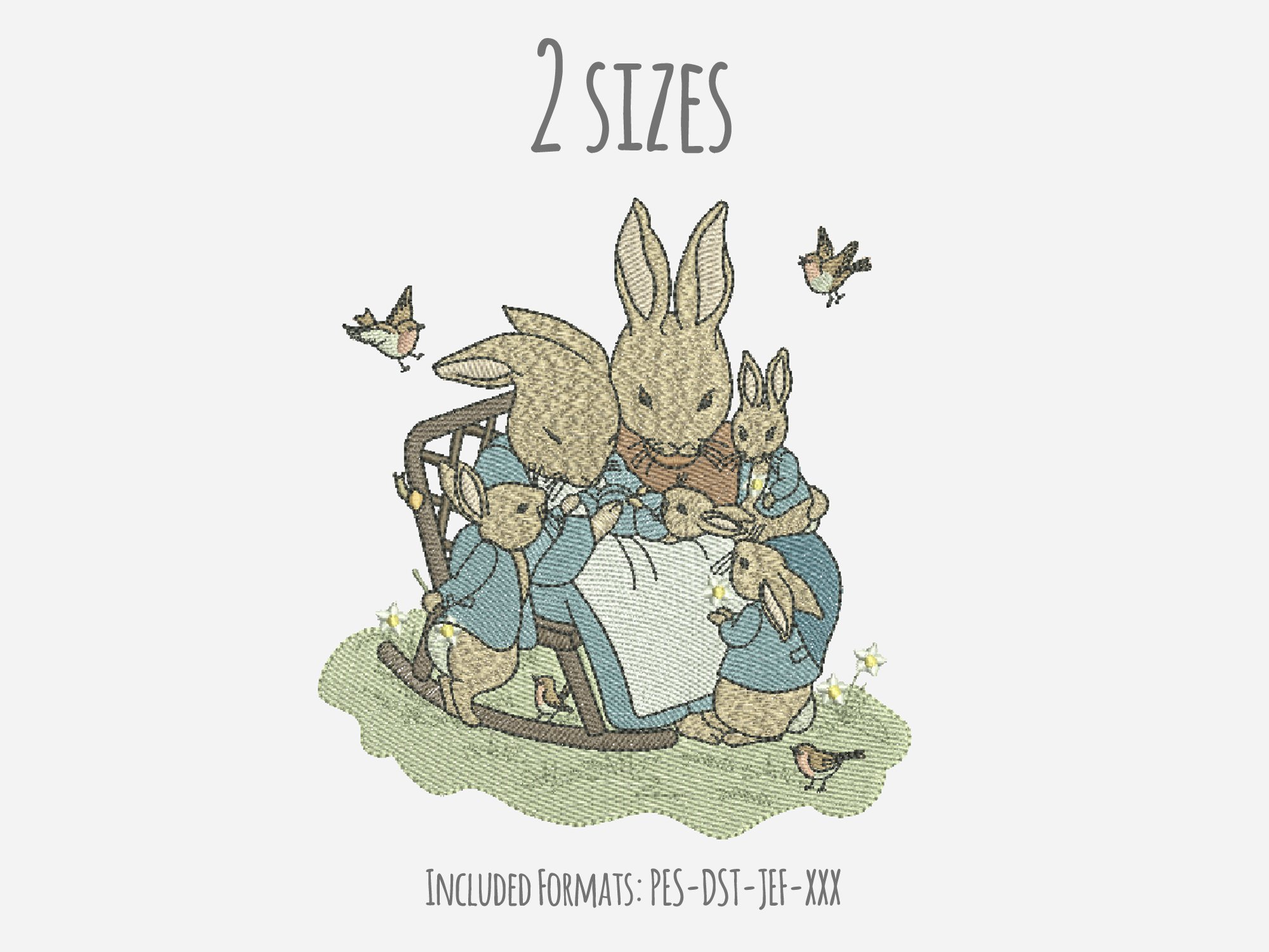 Peter Rabbit Family Embroidery Design, Embroidery Design, Rabbit ...