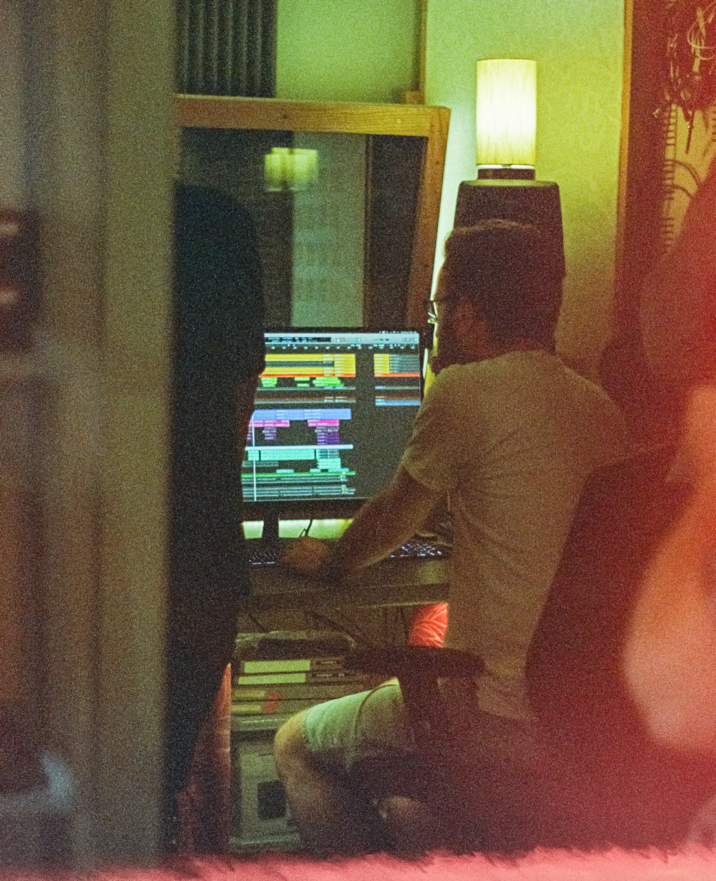 james bennett in swanyard music studios retford mixing and co producing the single walk with me, raising money for parkinsons uk