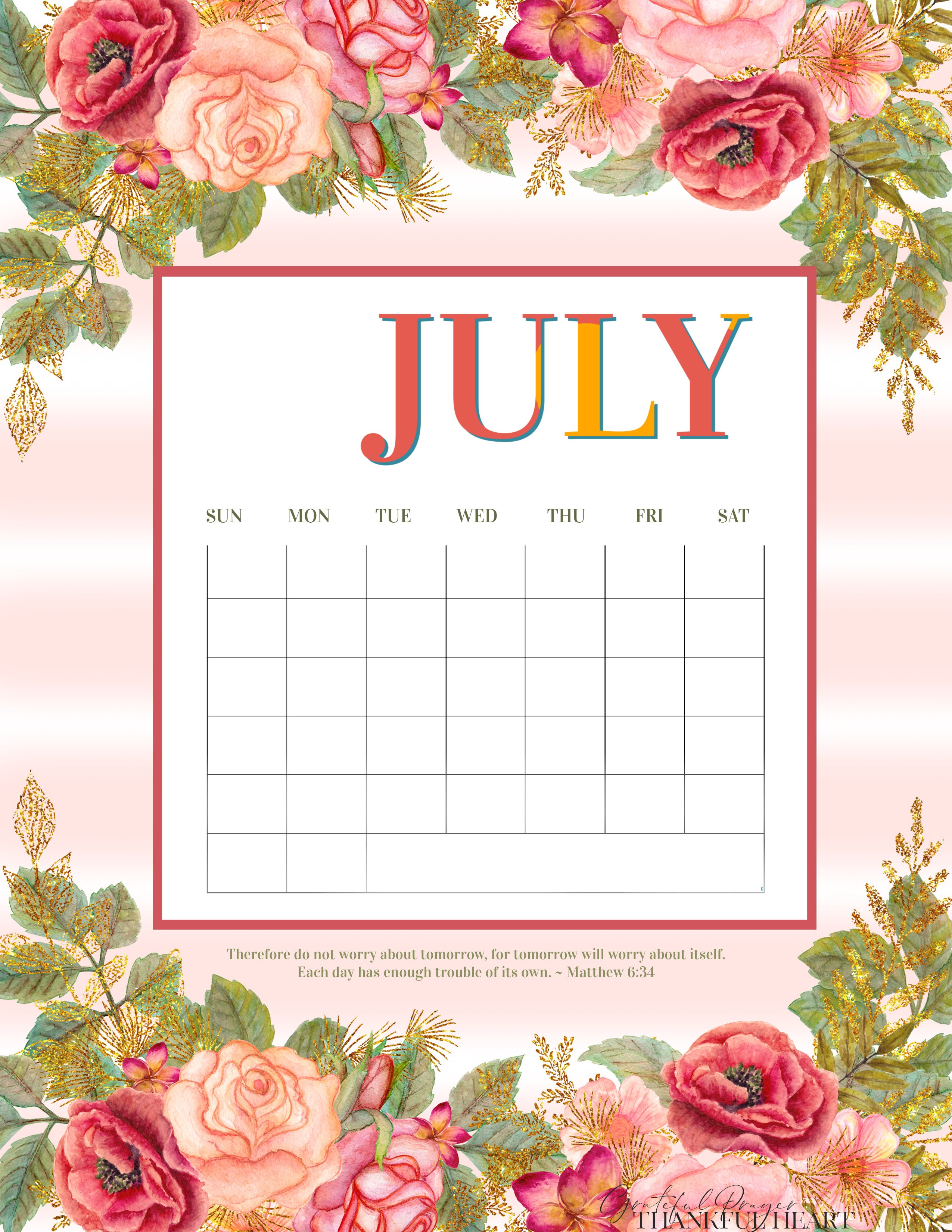 July Calendar - Payhip