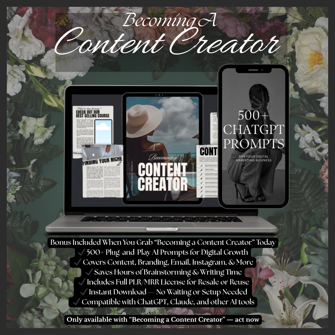 Digital product creation, content repurposing & monetization funnels ✅ Instagram, email marketing, affiliate marketing & audience building ✅ Strategy templates, engagement boosters & creative storytelling