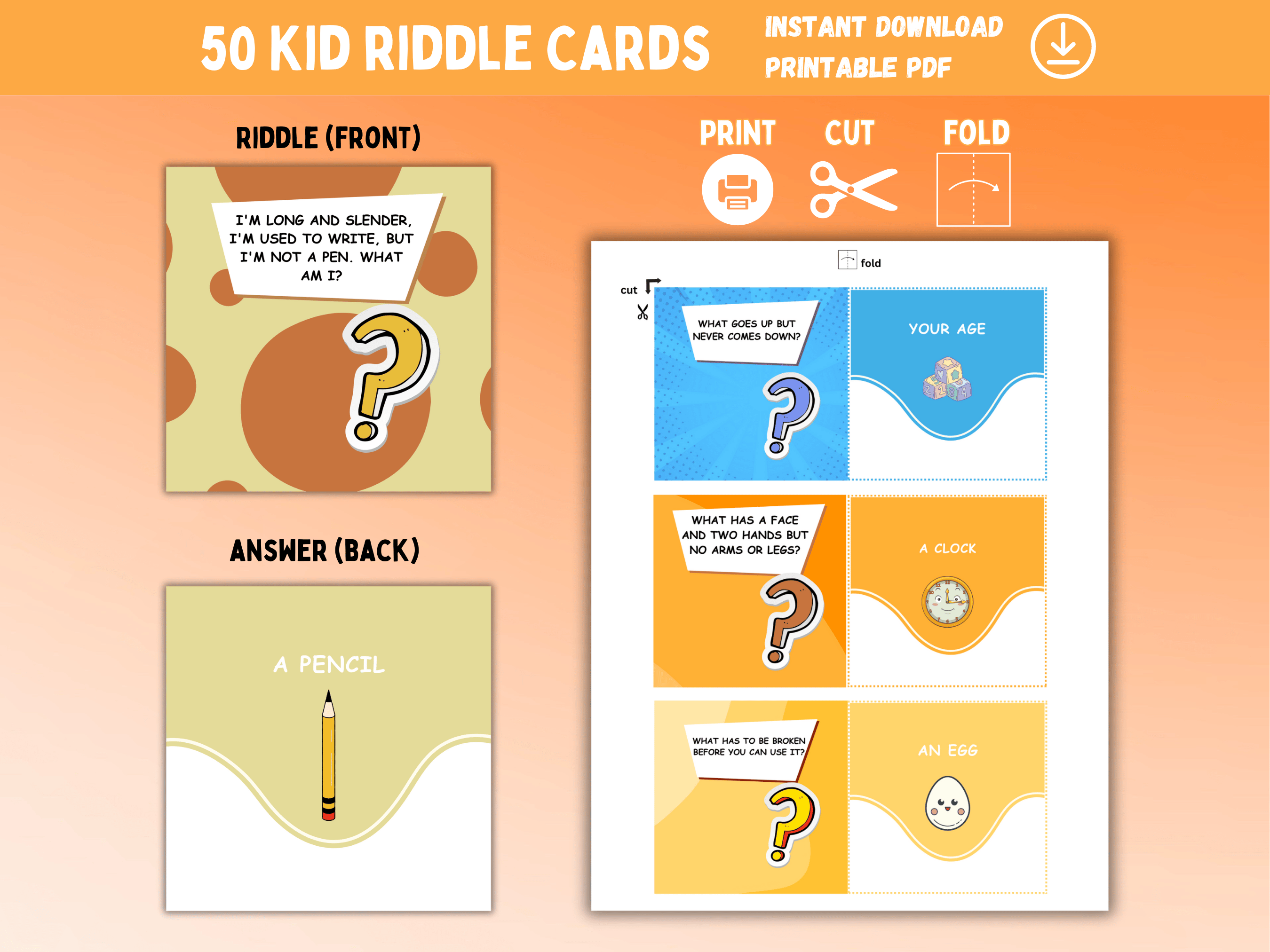 Impossible Riddles Printable 50 silly Riddle card for kids- Printable Fun & Giggles! - Payhip
