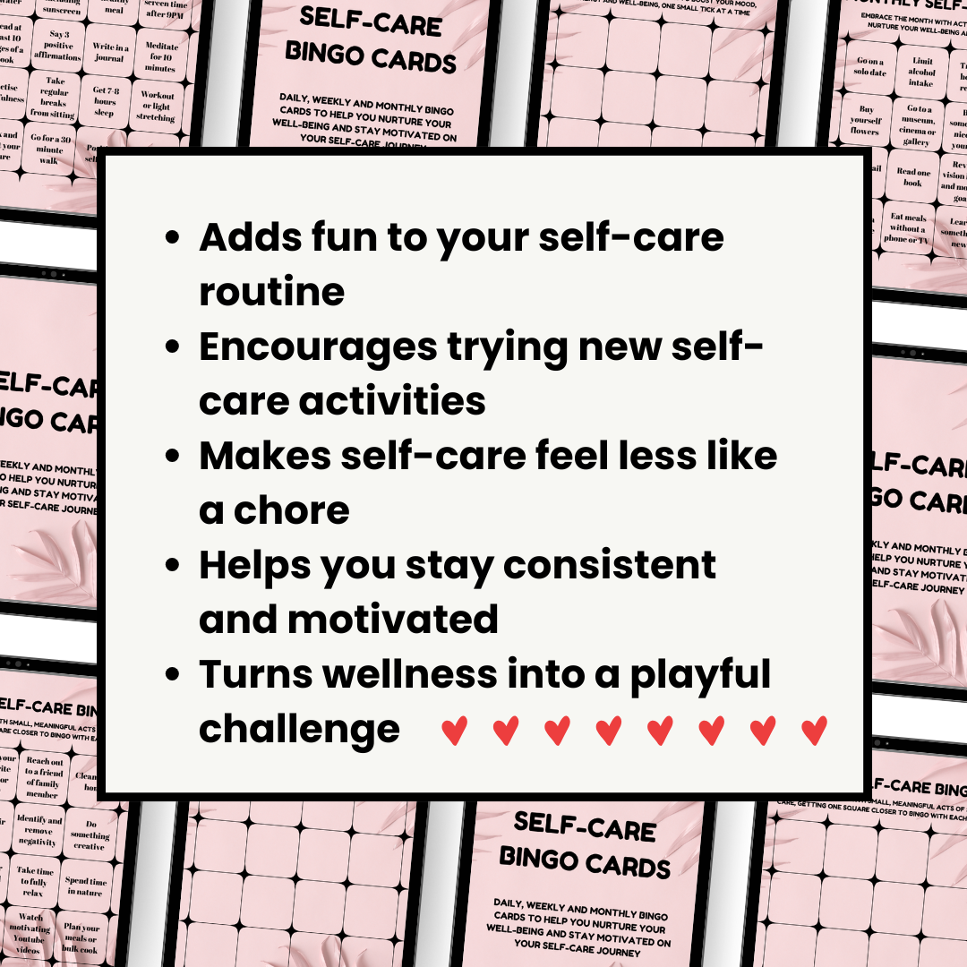 Wellness challenge bingo cards with vibrant designs for keeping self-care fun and engaging