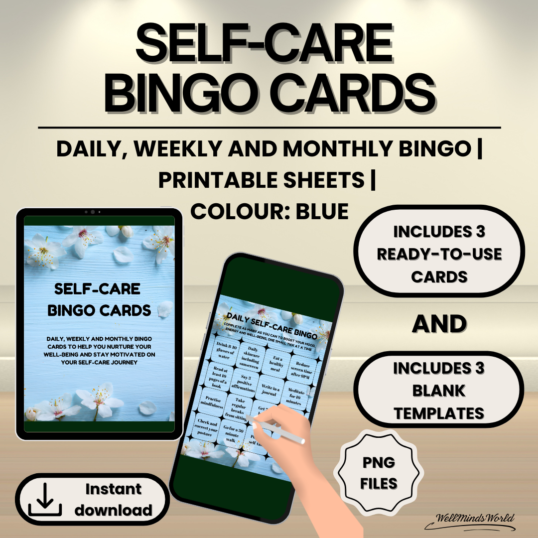 Printable Self-Care Bingo Cards to boost mindfulness, wellness, and stress relief routines