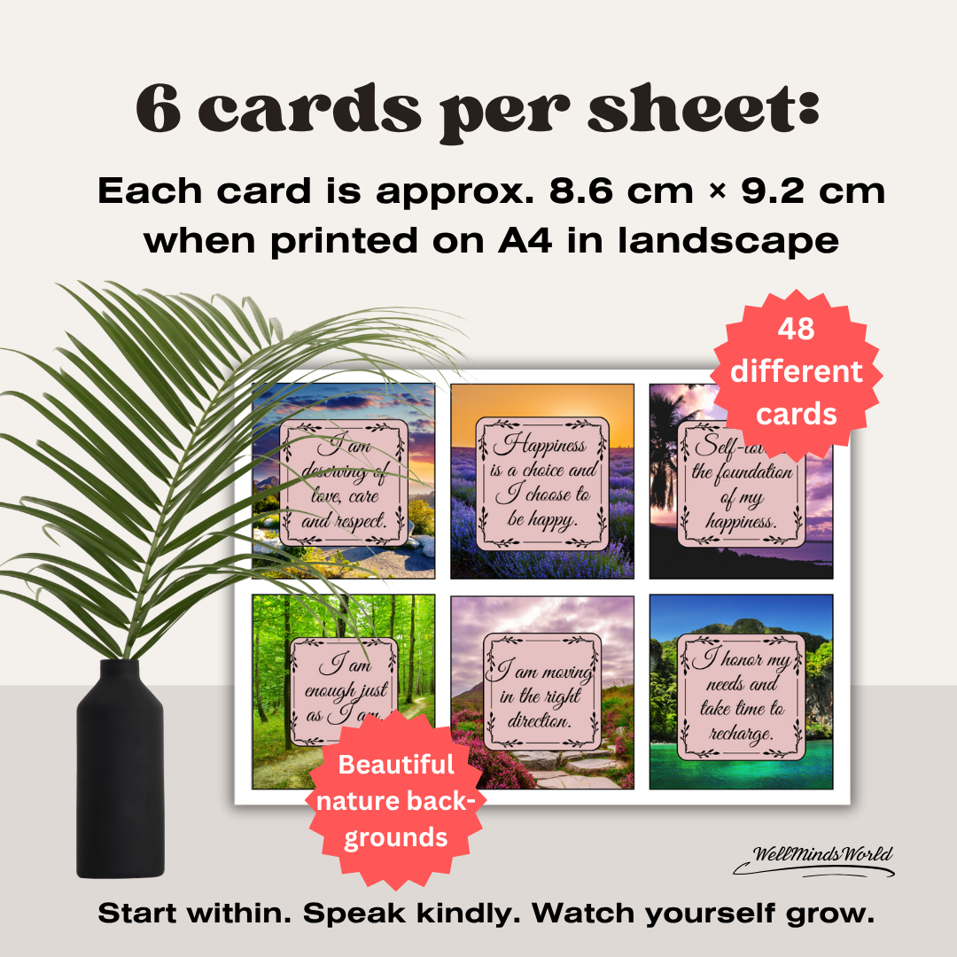 Inspirational affirmation cards to boost mindset, motivation, and personal growth