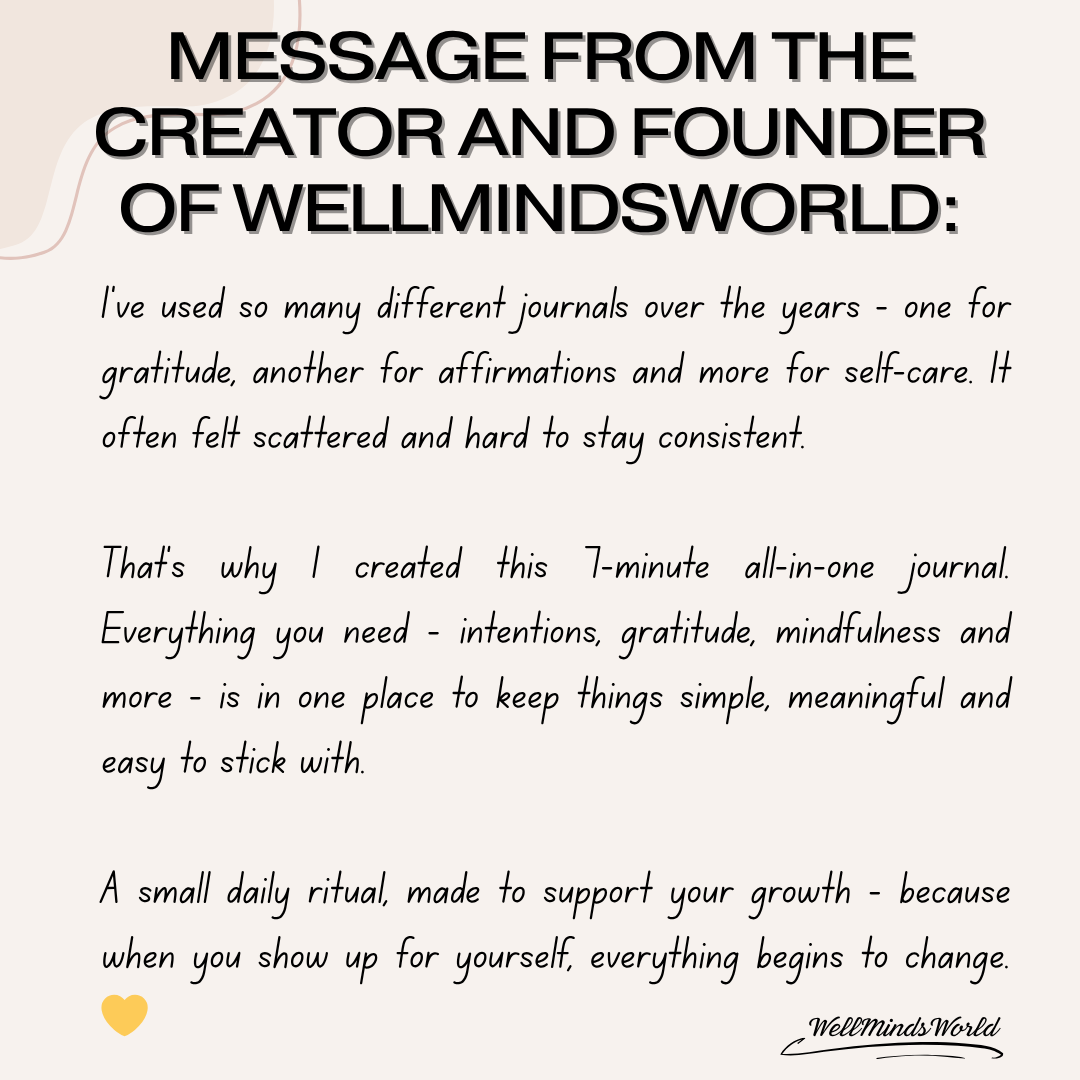 Guided self-care journal with space for daily gratitude, reflection, and self-love.