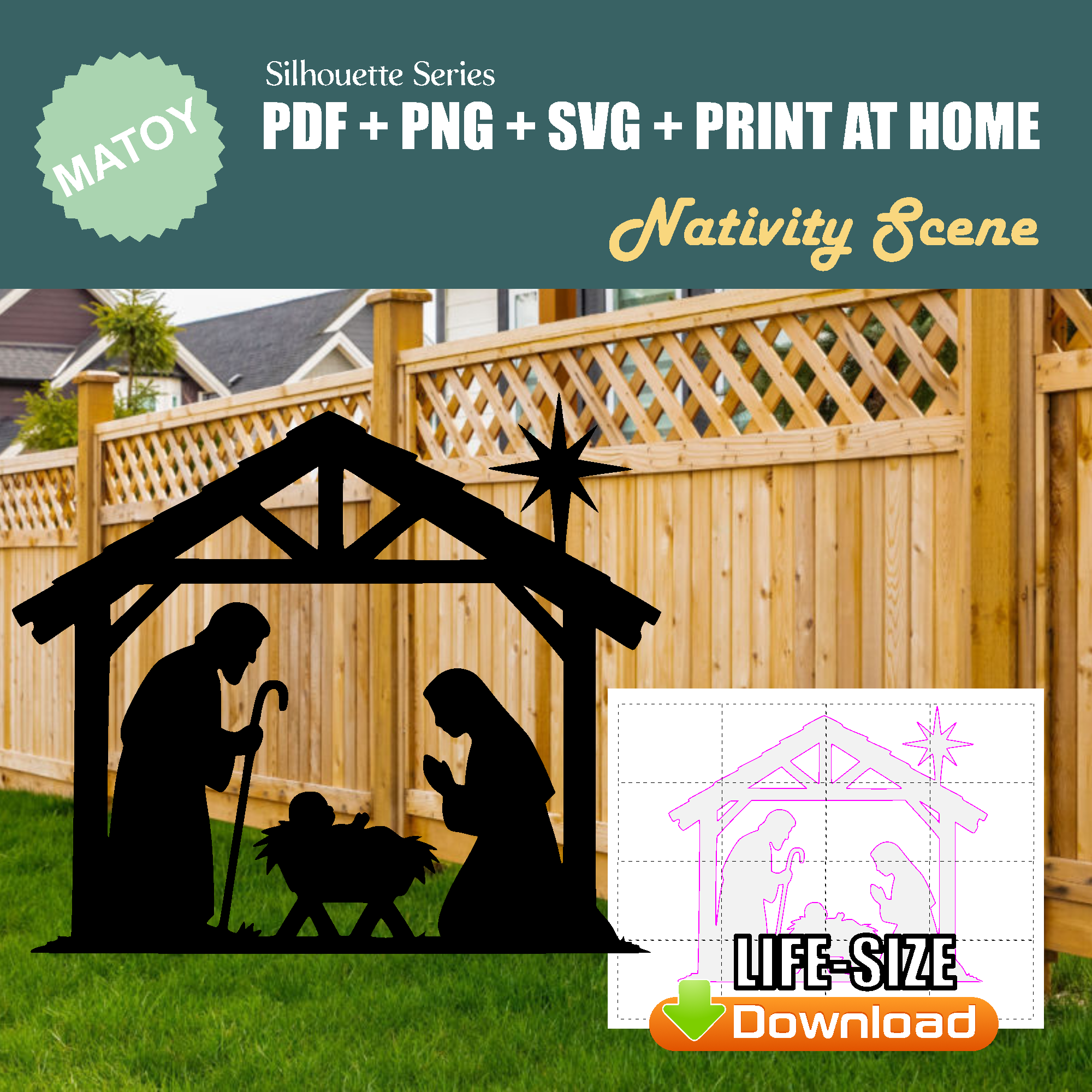Nativity Scene Yard and Wall Art Pattern | Trace & Cut Silhouette ...