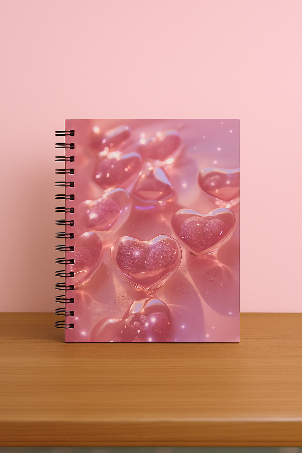 Sparkling Pink Crystal Hearts Notebook – Digital Notebook with High ...