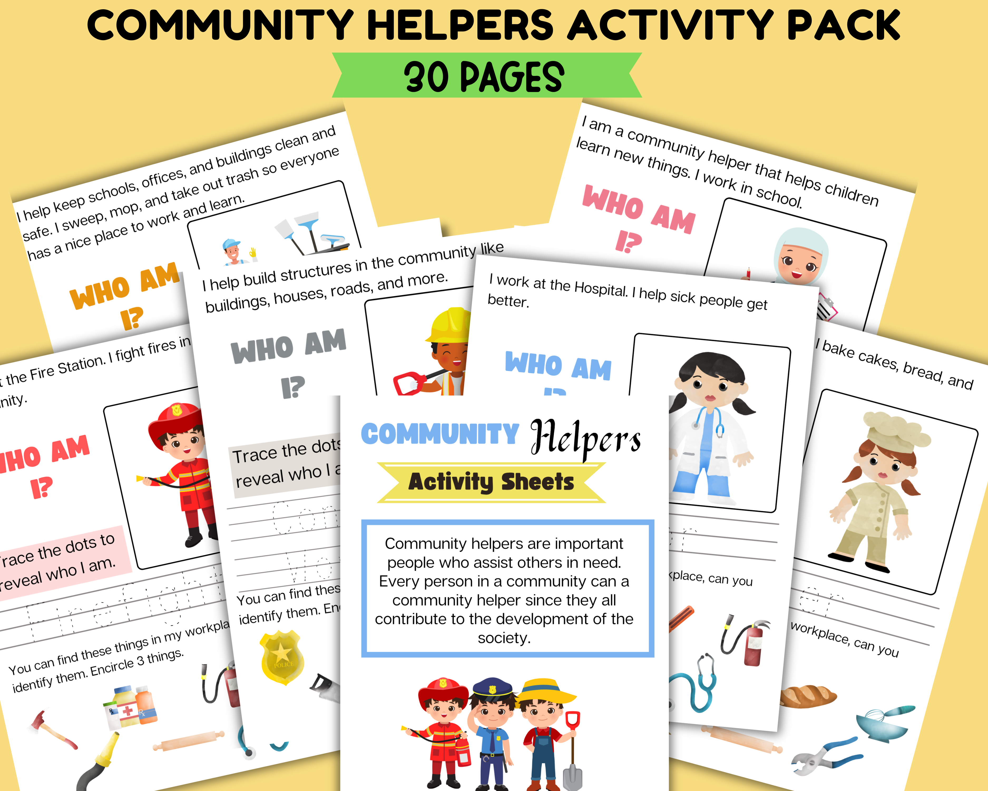 Community Helpers Activity Pack for Kids - Payhip