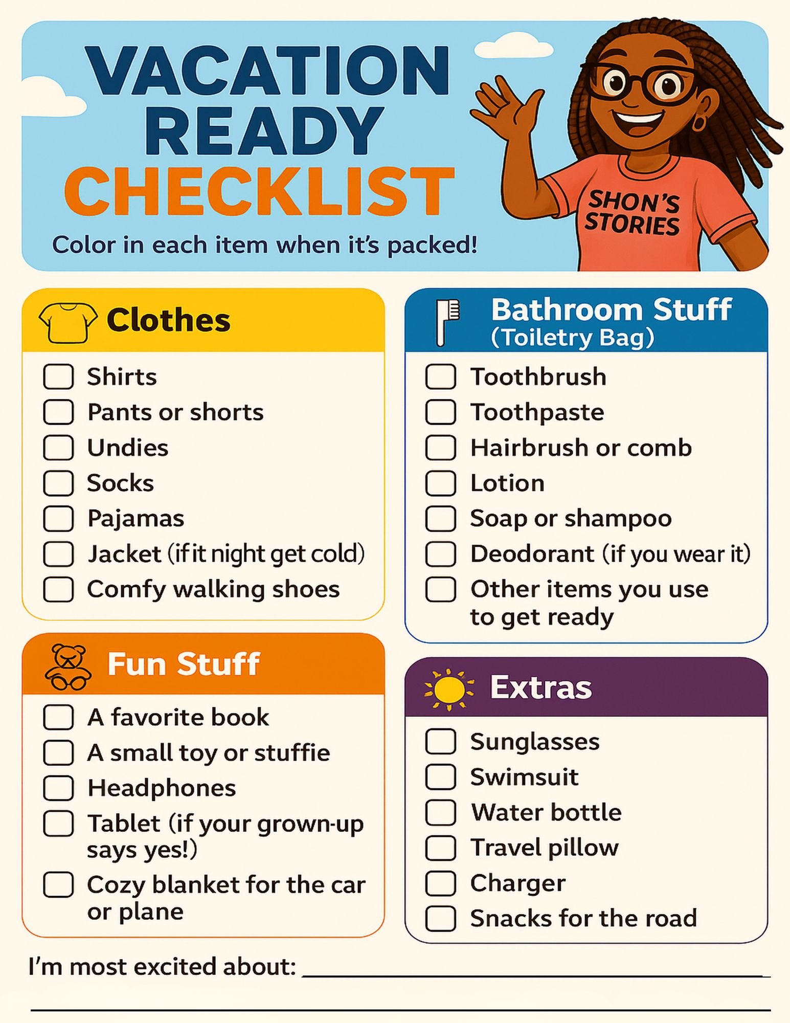 Vacation Packing Checklist for Kids – Printable - Payhip