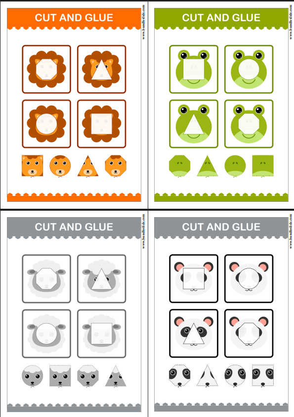 cut and glue, preschool workbook, cut and paste for kids, scissor skills, activity book printable, early learning, fine motor skills, kindergarten worksheets, craft book for toddlers, homeschool activities, busy book pages