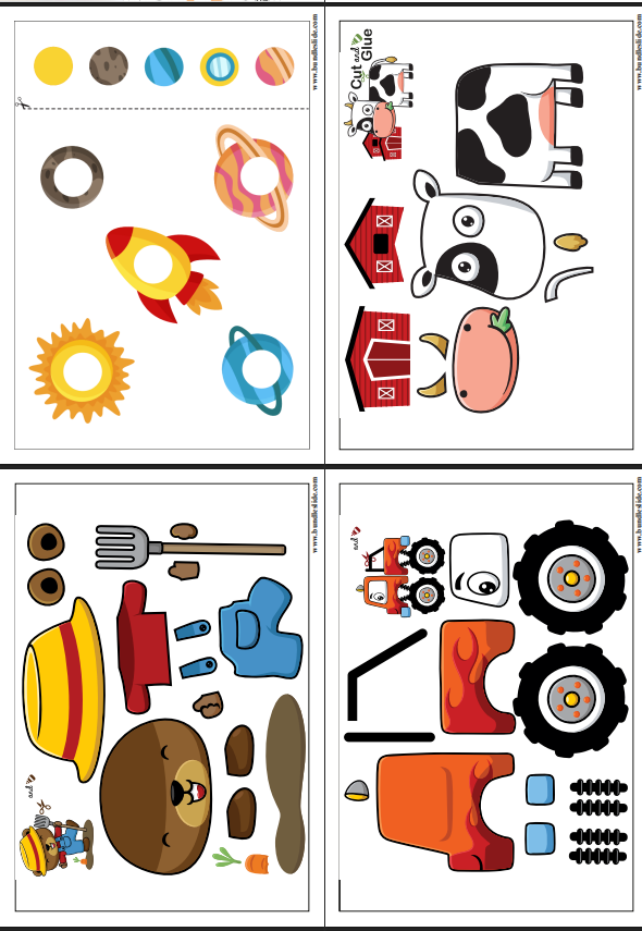 cut and glue, preschool workbook, cut and paste for kids, scissor skills, activity book printable, early learning, fine motor skills, kindergarten worksheets, craft book for toddlers, homeschool activities, busy book pages