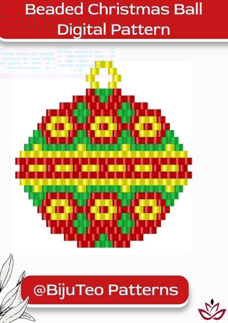 Pattern	Christmas Ball Beading PDF Pattern – Festive Ornament Craft