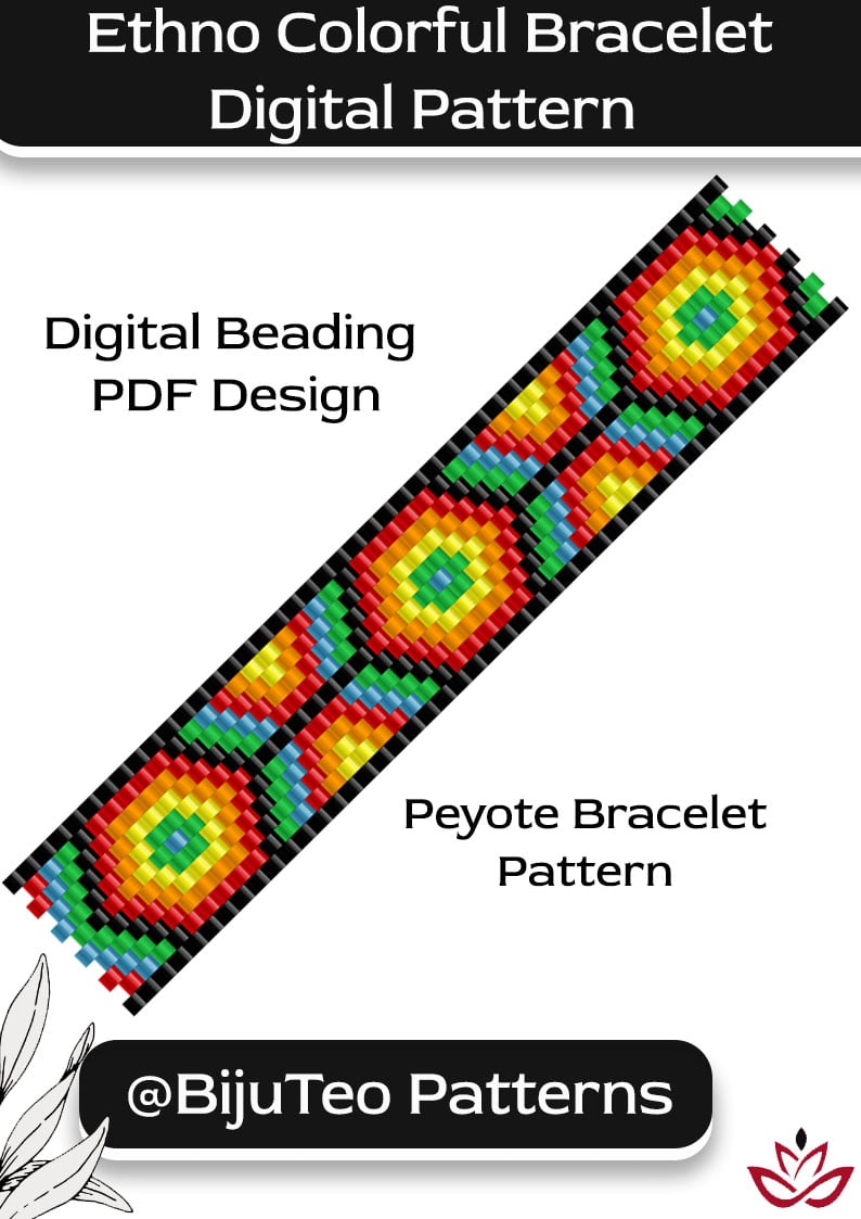 Ethno Peyote Stitch Bracelet PDF Pattern – Tribal Bead Design