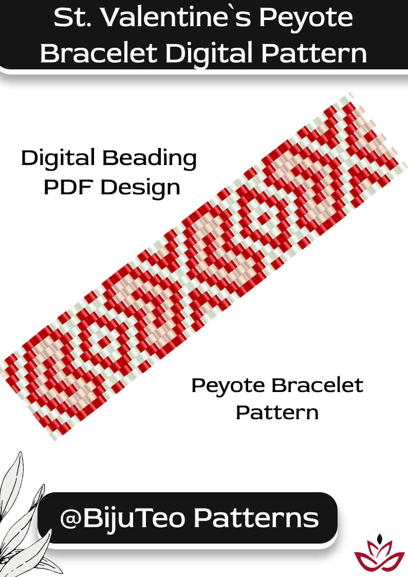 Valentine’s Peyote Hearts Bracelet PDF Pattern