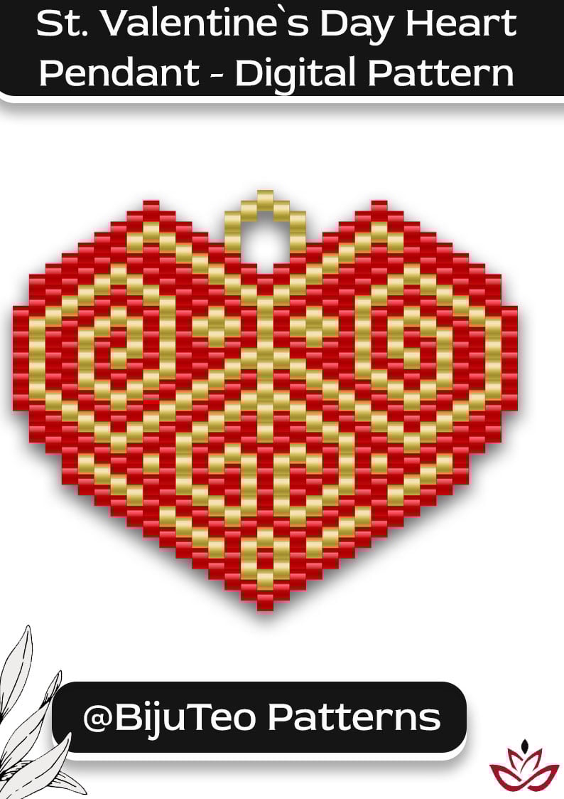 Valentine’s Day Beaded Heart Pendant PDF Pattern