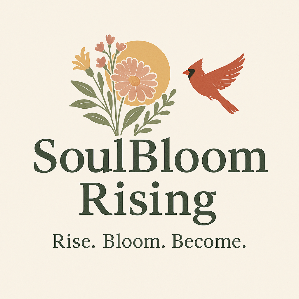 soulbloom rising business name with a flower and cardinal