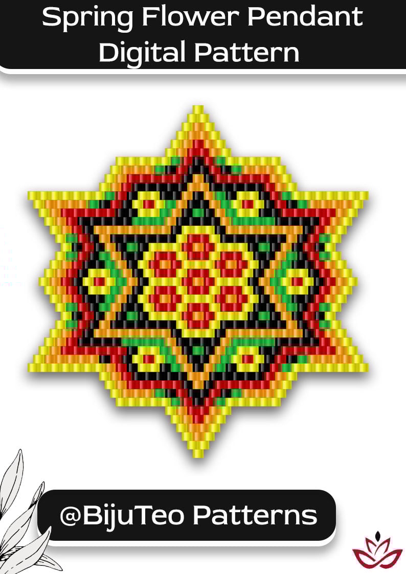 Spring Flower Pendant Beading PDF Pattern – Floral Jewelry
