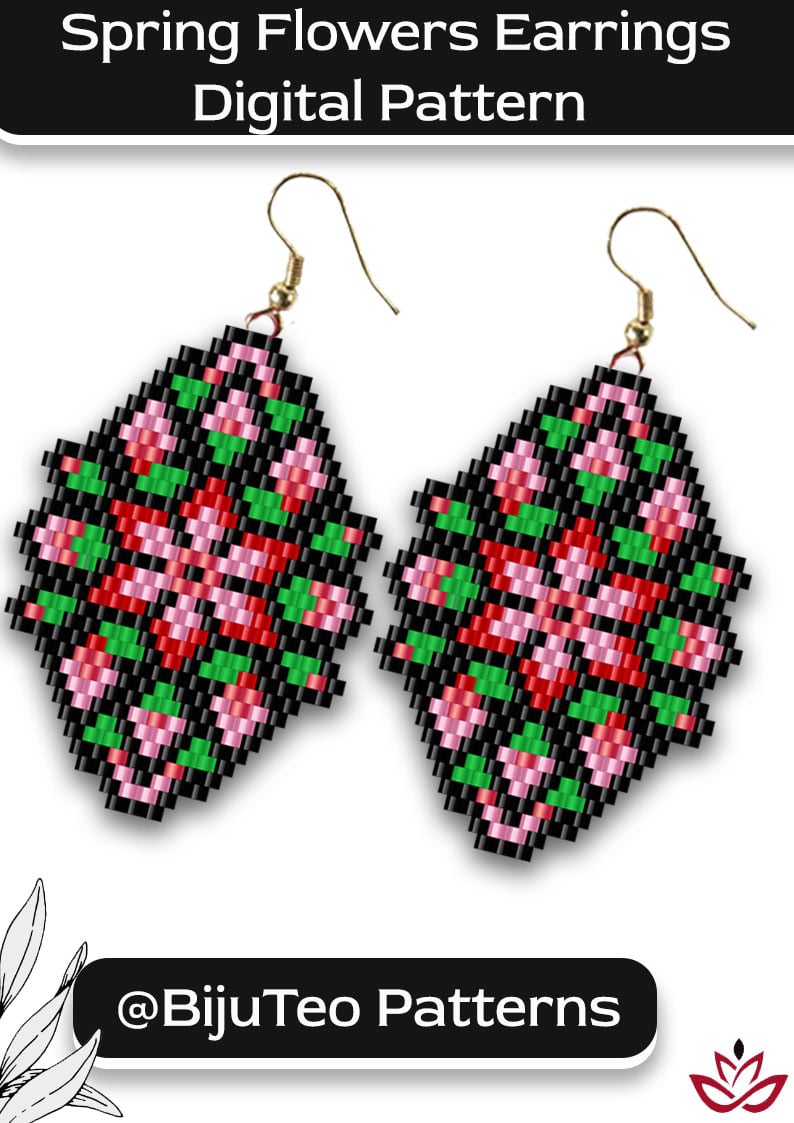 Spring Flowers Earrings Beading Pattern – Floral Jewelry Design