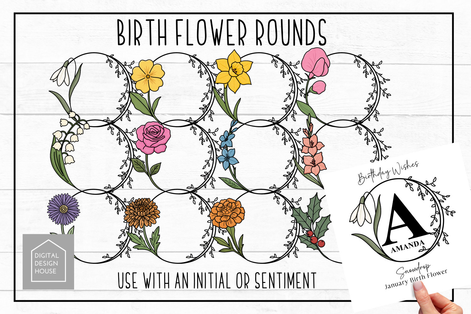 Set of 12 BIRTH FLOWER ROUNDS - Payhip