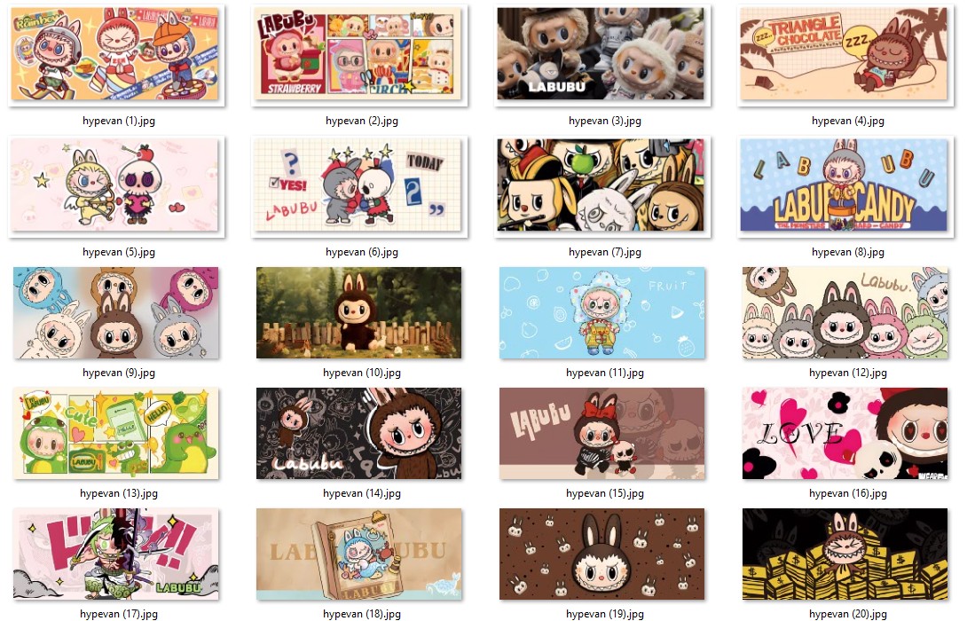 32 Labubu PNG wallpaper Bundle | Cute Cartoon Sticker Pack | Digital Download for Scrapbooking, Planner, Crafts & Sublimation