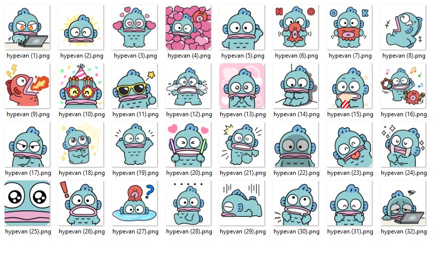 Hangyodon PNG Sticker Pack | 32 Kawaii Fish Character Emotes for Goodnotes, Digital Planner,Cute Clipart digital planner Journal,