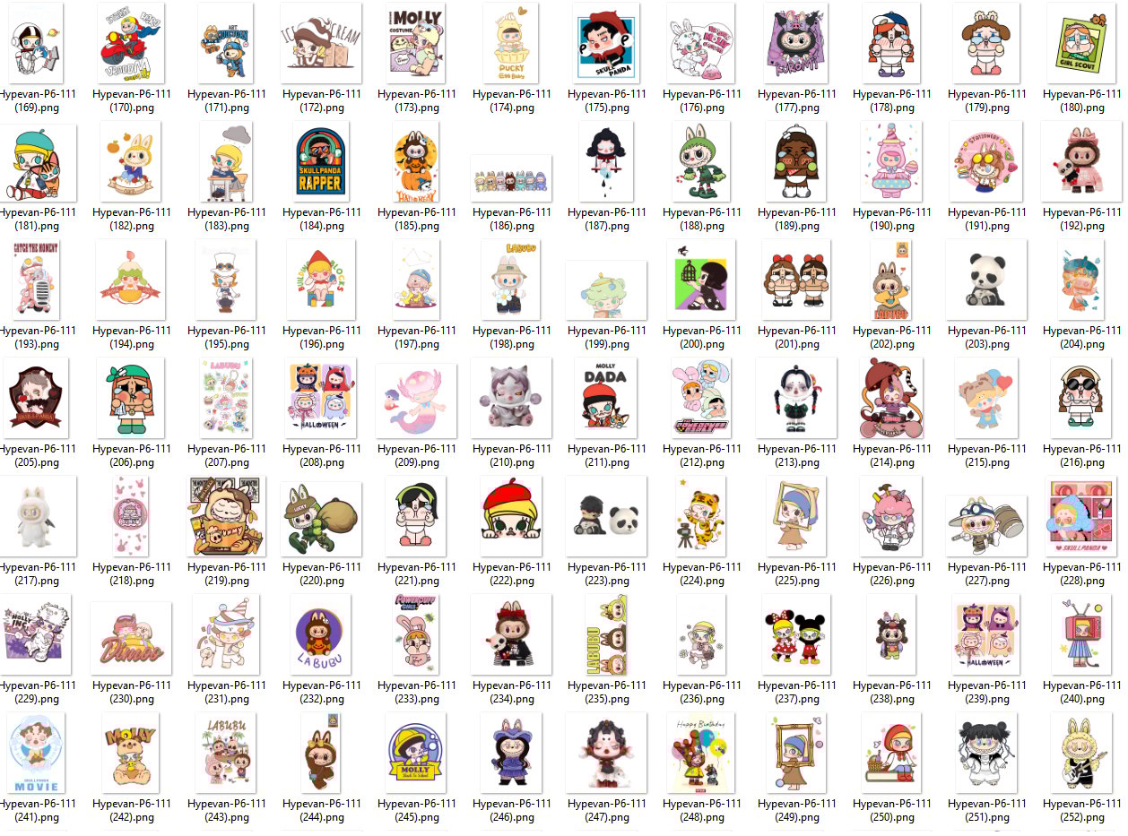 713 Labubu Molly Sweet Bean Hirono Crybaby Skull Panda Popmart PNG Large Digital Artwork Pack ,Stickers for Goodnotes, digital planner