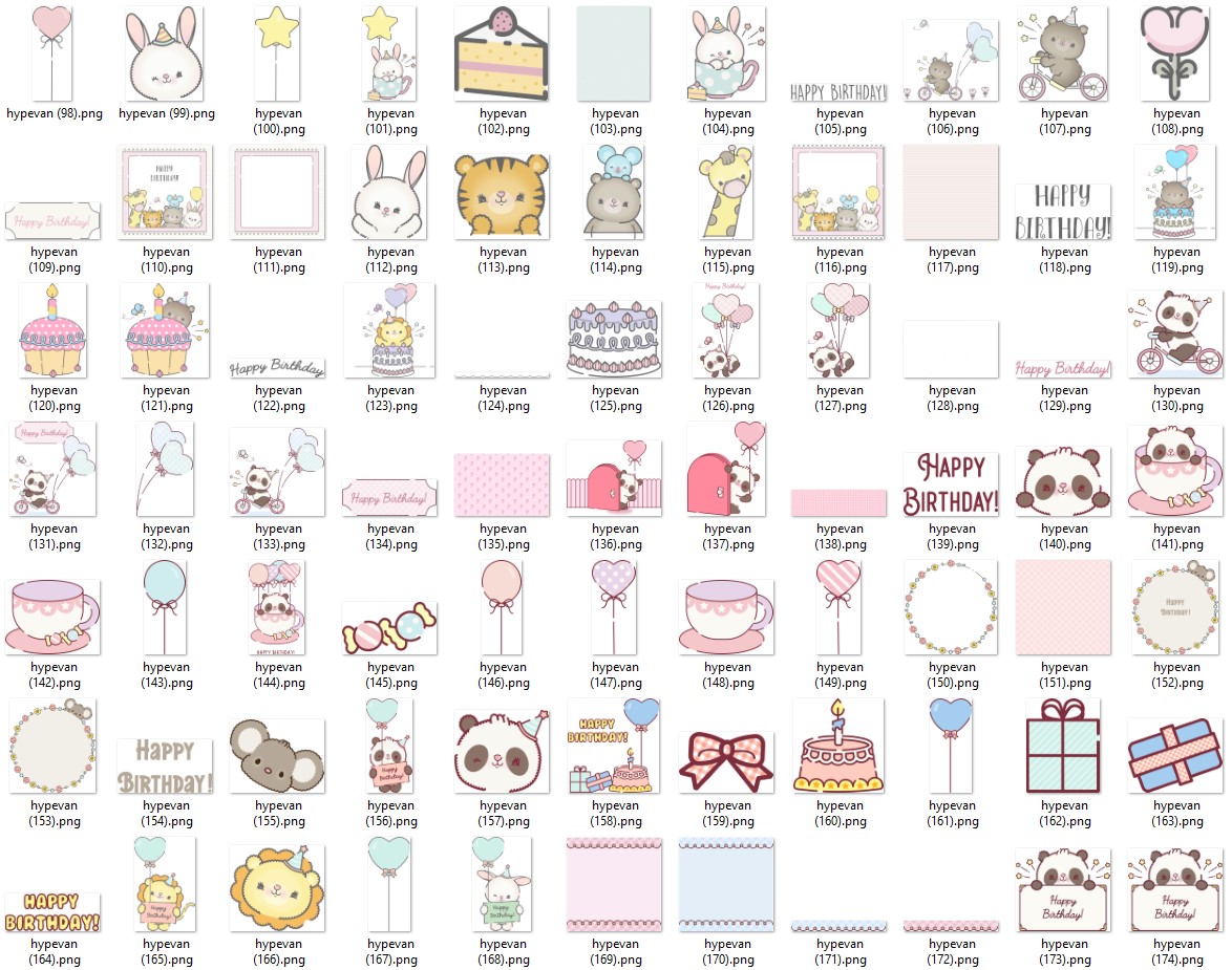 Customizable Cute Animal Birthday Card Bundle | AI PNG JPG with Split Elements | Kawaii Pastel Party Clipart | Printable Kids Decorations