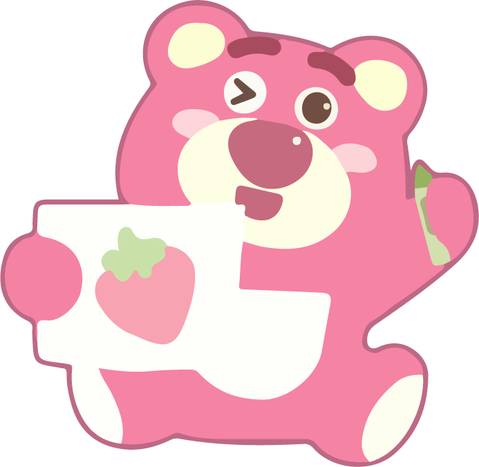 25 Kawaii Baby Lotso Bear PNG Sticker Sheet |Pink Kawaii Strawberry Digital Stickers for Goodnotes, Planner, Scrapbook, Journal,Cute Clipart