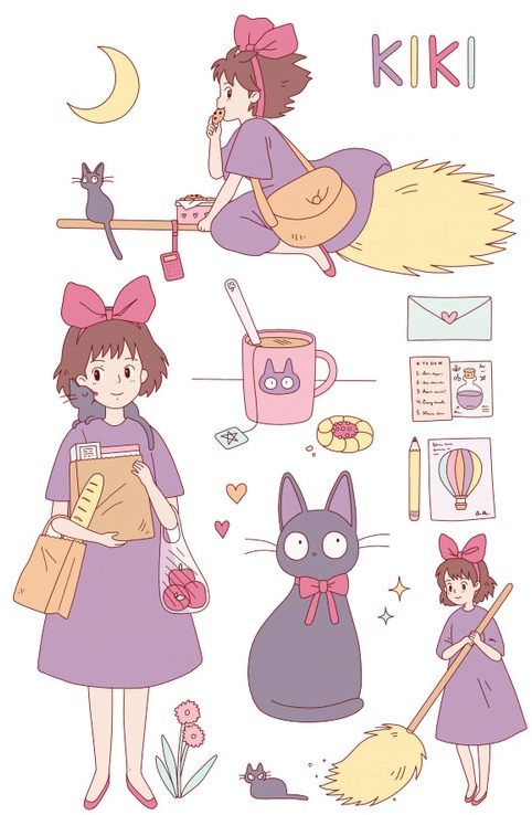 220+ Kiki’s Delivery Service PNG Bundle | Studio Ghibli Kiki & Jiji Clipart | Transparent Background Anime Stickers | Sublimation