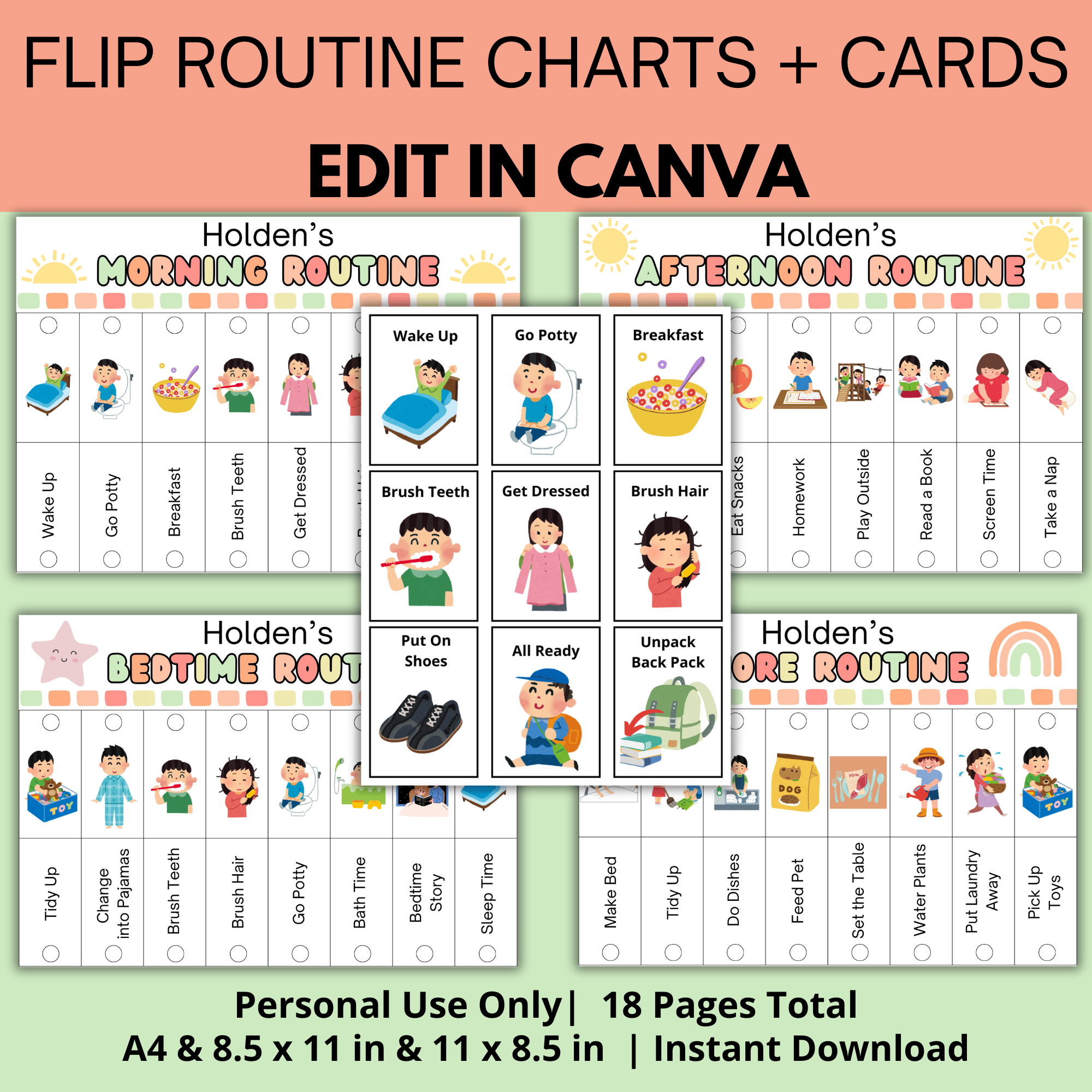 Editable Flip Routine Charts Daily Routine Cards - Payhip