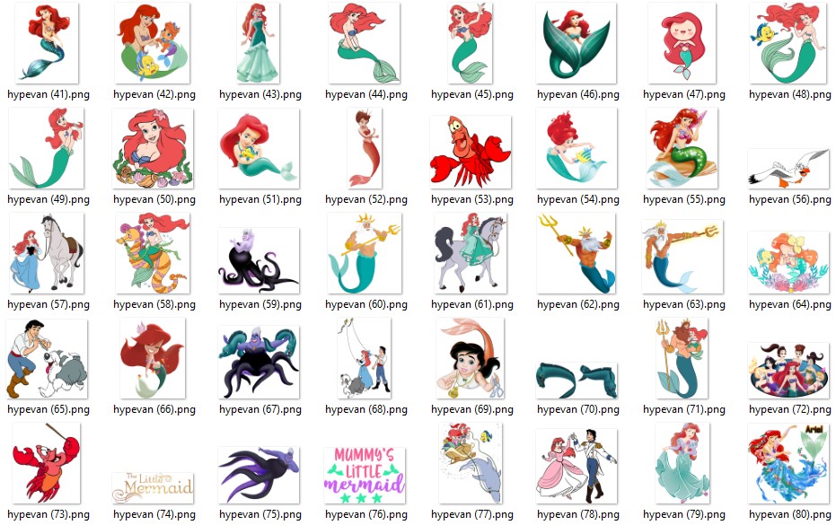 132 Ariel Mermaid Girl PNG Pack | 132 Cute Underwater Stickers | Ocean Princess Digital Art | Instant Download | Sea Theme Aesthetic