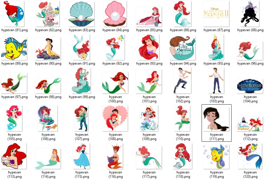 132 Ariel Mermaid Girl PNG Pack | 132 Cute Underwater Stickers | Ocean Princess Digital Art | Instant Download | Sea Theme Aesthetic