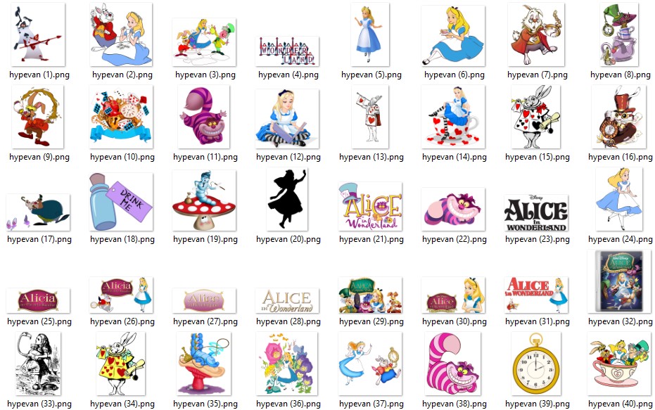 169 Alice in Wonderland PNG Stickers | Digital Clipart Pack | Cheshire Cat, Queen of Hearts, Mad Hatter | Scrapbook & Planner Art