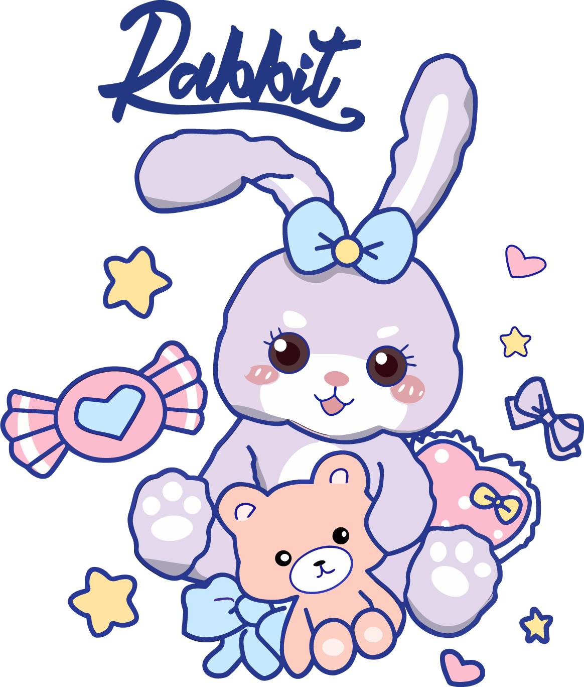 StellaLou Duffy Gelatoni PNG Bundle โ Cute Bunny Bear Cat Clipart for Sublimation, LinaBell Lotso Pastel Kawaii Animal SVG
