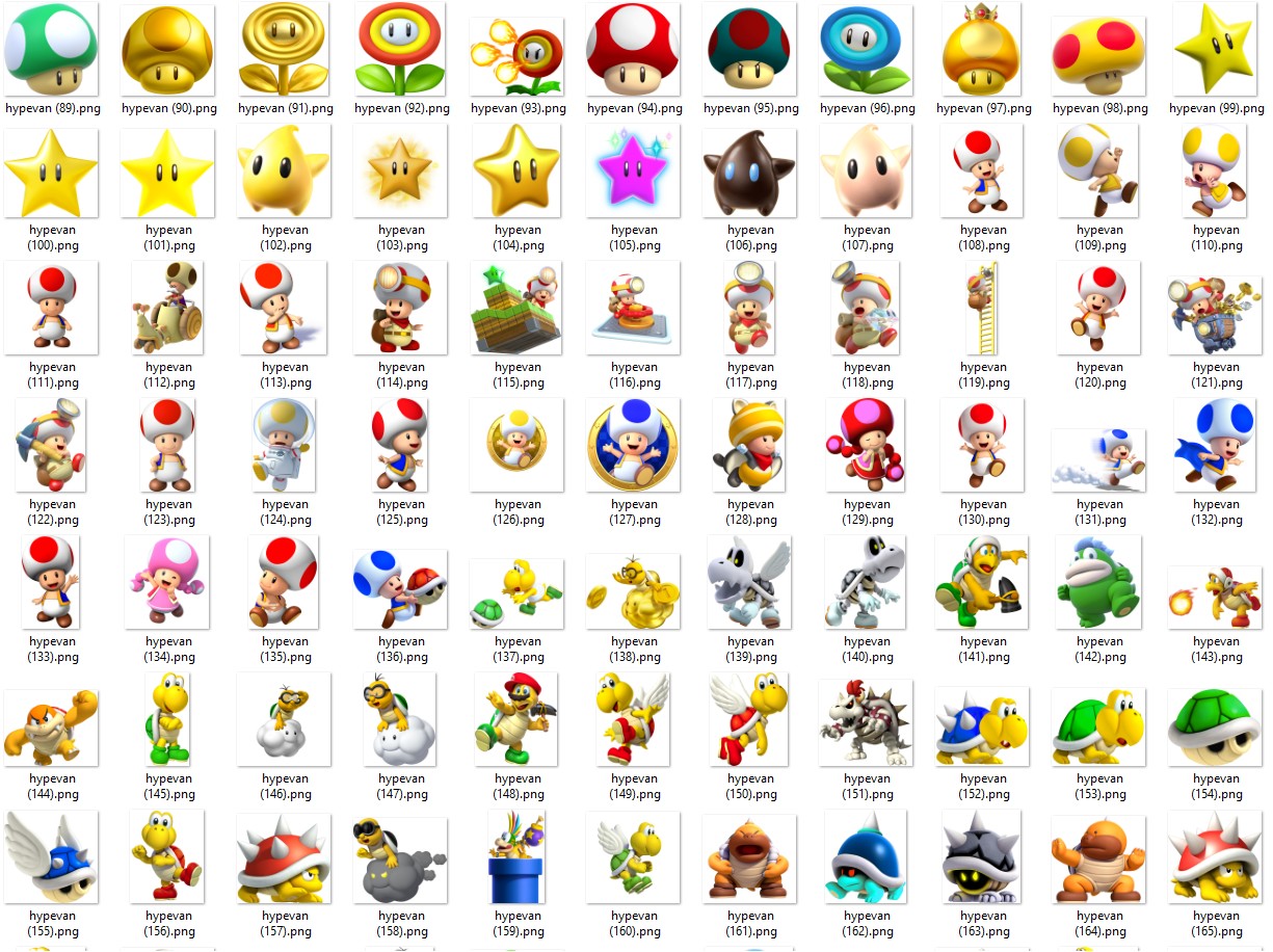527 Super Mario PNG Mega Pack | Mario Luigi Yoshi Peach Toad Digital Clipart | Cute Gamer Stickers for Scrapbook & Crafts