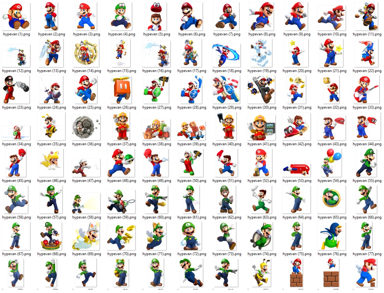 527 Super Mario PNG Mega Pack | Mario Luigi Yoshi Peach Toad Digital Clipart | Cute Gamer Stickers for Scrapbook & Crafts