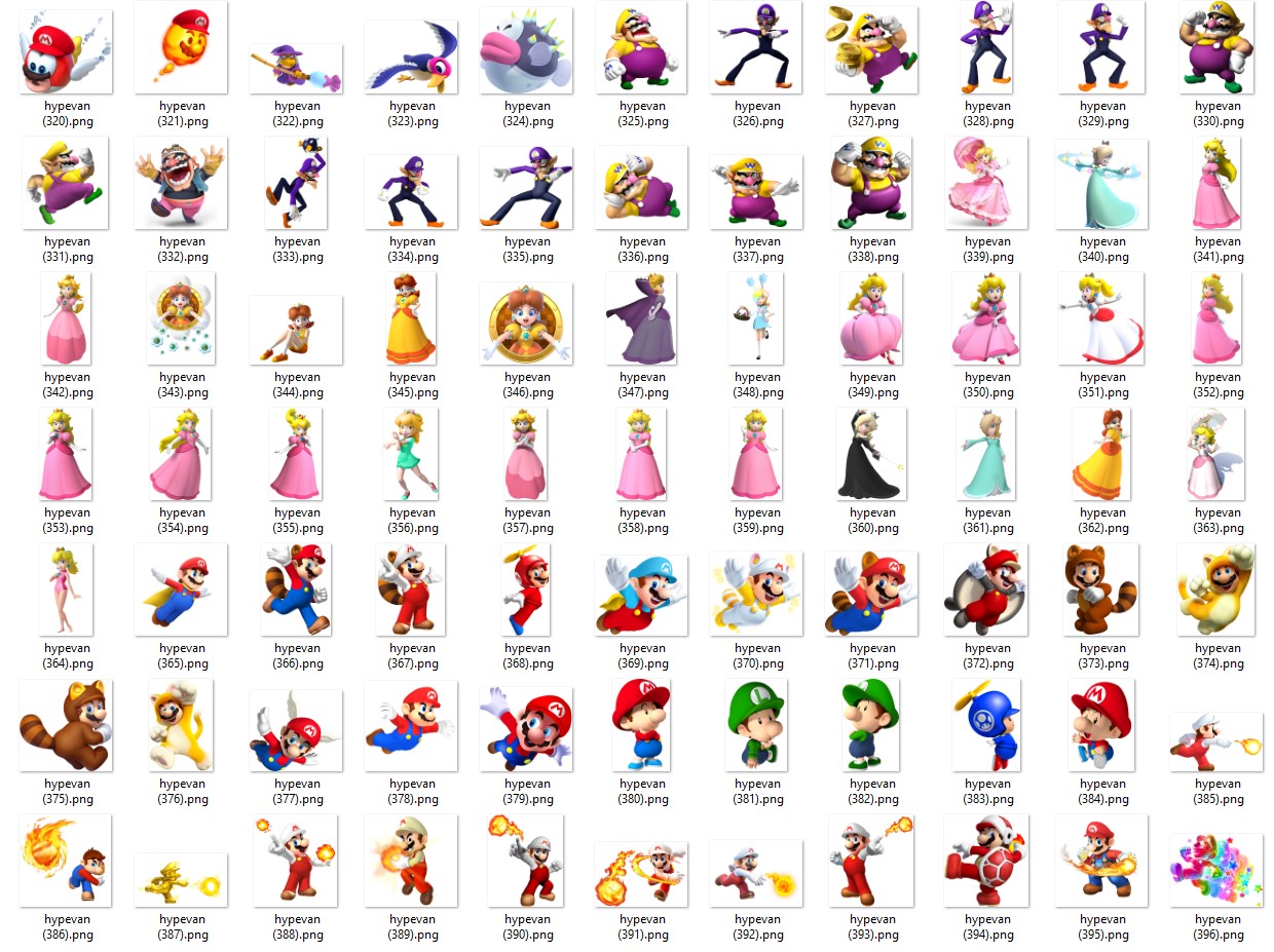 527 Super Mario PNG Mega Pack | Mario Luigi Yoshi Peach Toad Digital Clipart | Cute Gamer Stickers for Scrapbook & Crafts
