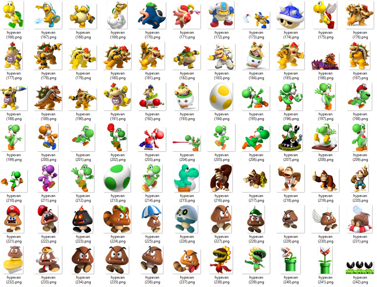 527 Super Mario PNG Mega Pack | Mario Luigi Yoshi Peach Toad Digital Clipart | Cute Gamer Stickers for Scrapbook & Crafts