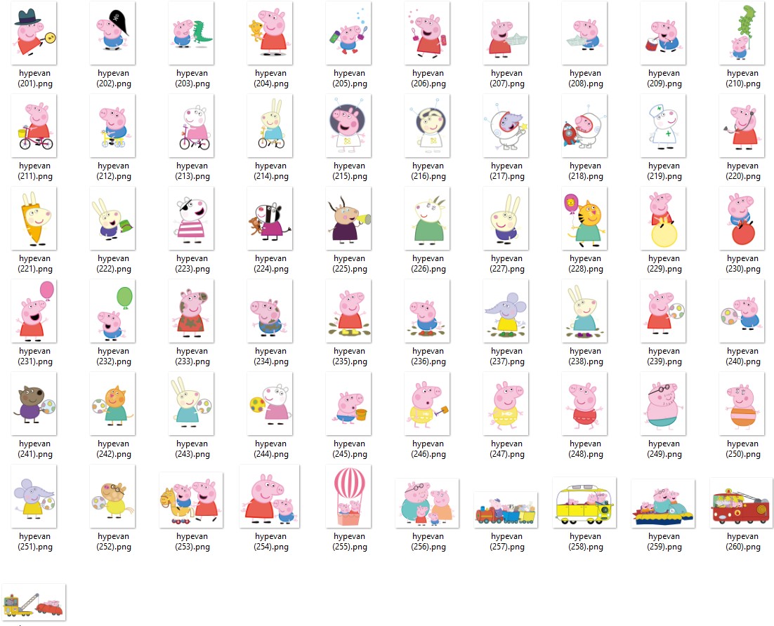 Peppa Pig 260 PNG Bundle β .AI PNG Format | Cute Cartoon Clipart for Stickers, Sublimation, Crafts & More